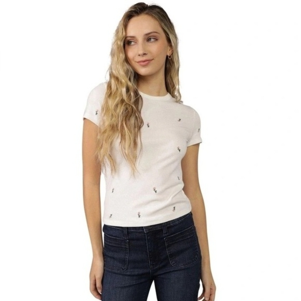 American Eagle Outfitters White Floral Tee